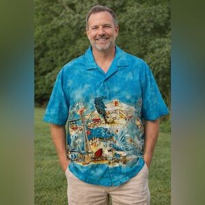 Aloha Republic- Made in Hawaii- 100% cotton- button down shirt vintage